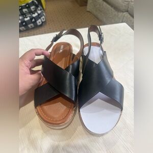 Nine West Black Crisscross Slingback Sandals